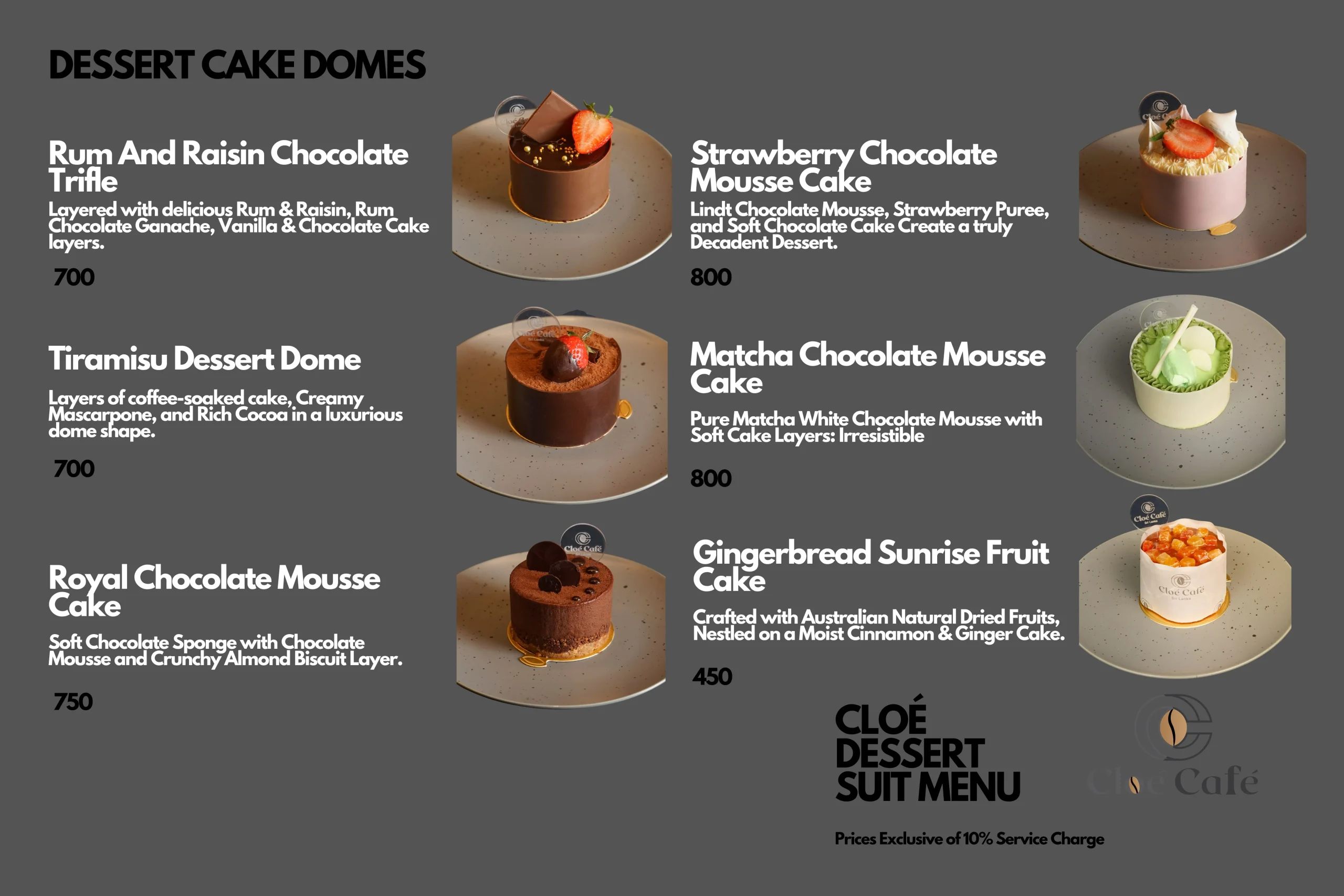 CLOÉ DESSERT SUIT MENU